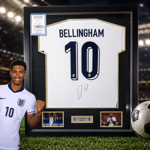 JUDE BELLINGHAM Signed & Framed England Shirt