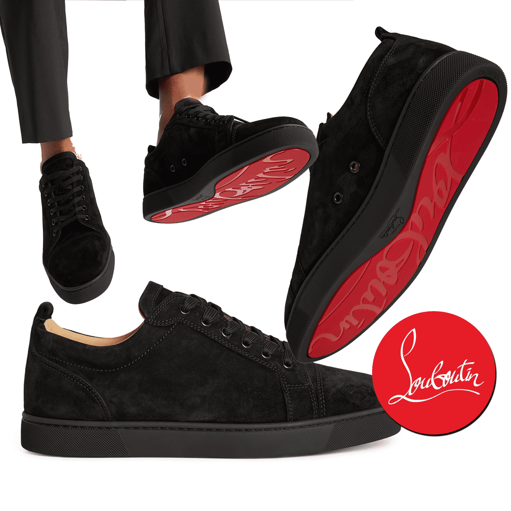 Christian Louboutin Black Suede Low Trainers Sizes UK 6-12 – Bonkers ...