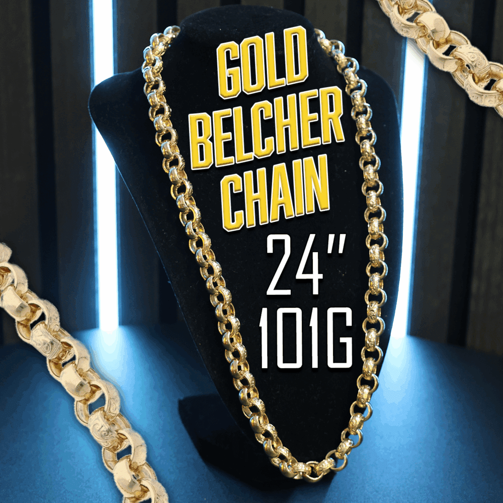 9CT GOLD 24" LARGE BELCHER CHAIN 101G! - RRP £5,000!