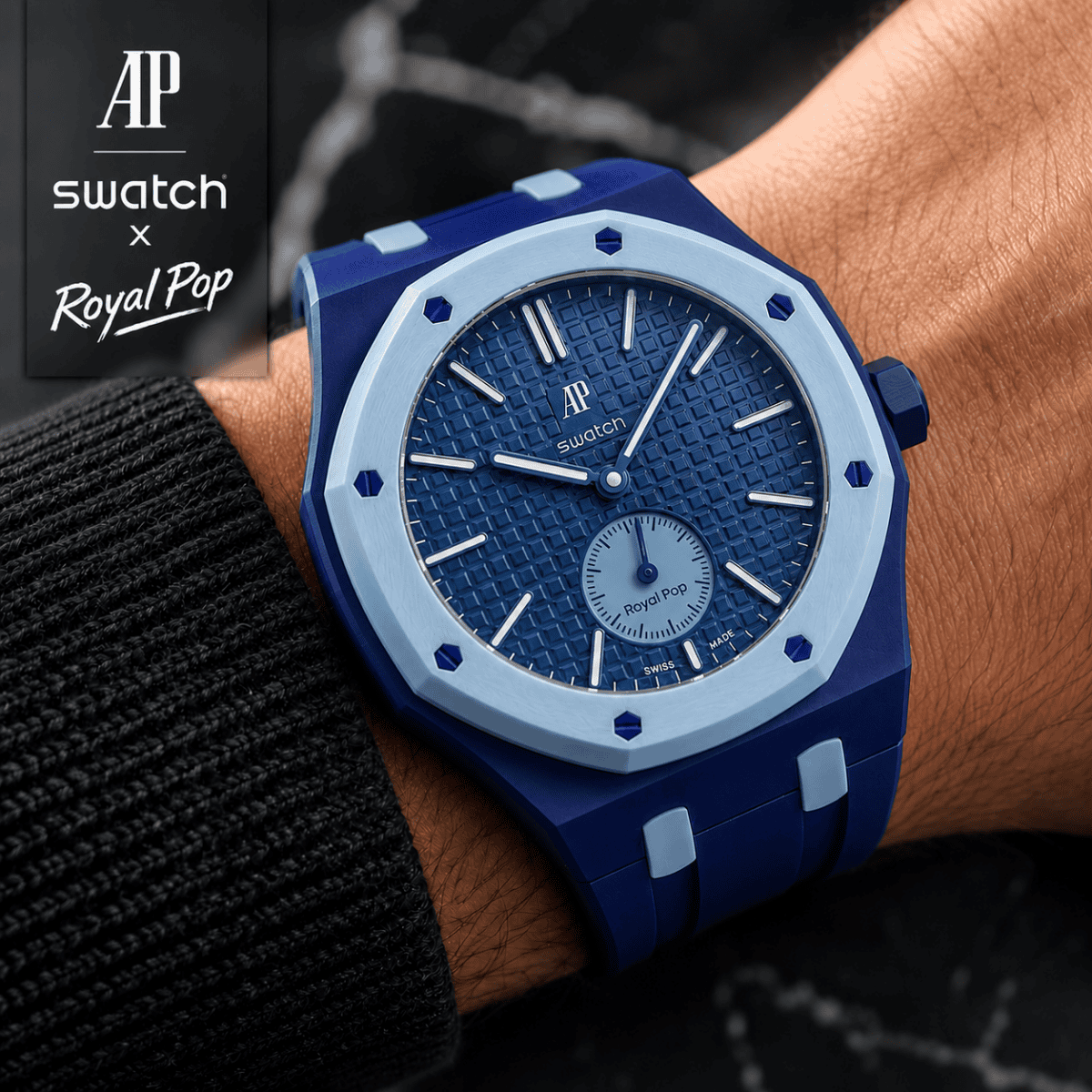 Audemars Piguet Swatch  Pop ブルー SWATCH X AUDEMARS PIGUET ROYAL LAN BA + CUSTOM STRAP - Bonkers