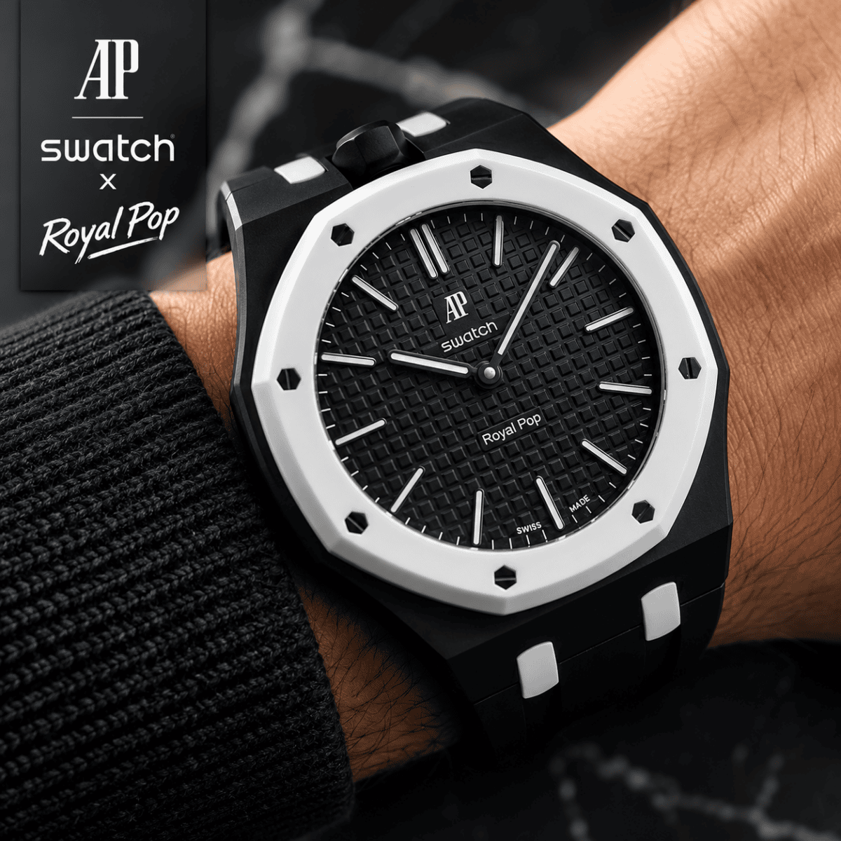 SWATCH X AUDEMARS PIGUET ROYAL OCHO NEGRO + CUSTOM STRAP - Bonkers