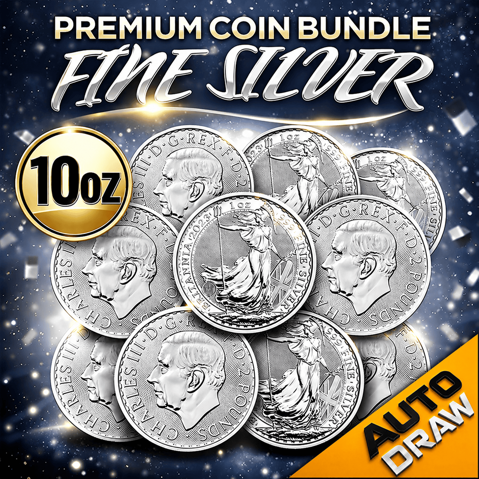 10oz PURE SILVER COIN SET! – RRP £1,000