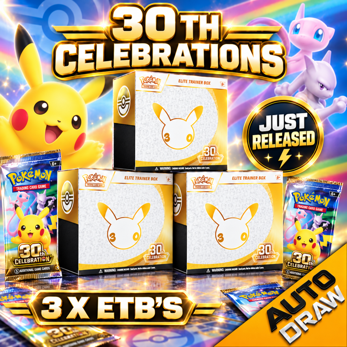 Pokemon 30th Celebrations 3 x Elite Trainer Box – JUST RELEASED!