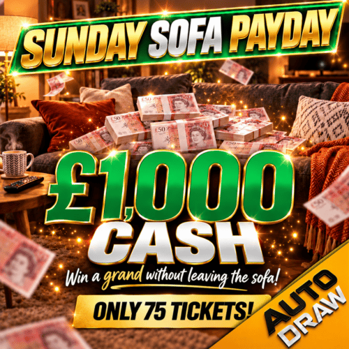 £1,000 In Your Bank! SUPER HIGH ROLLER JUST 75 TICKETS!